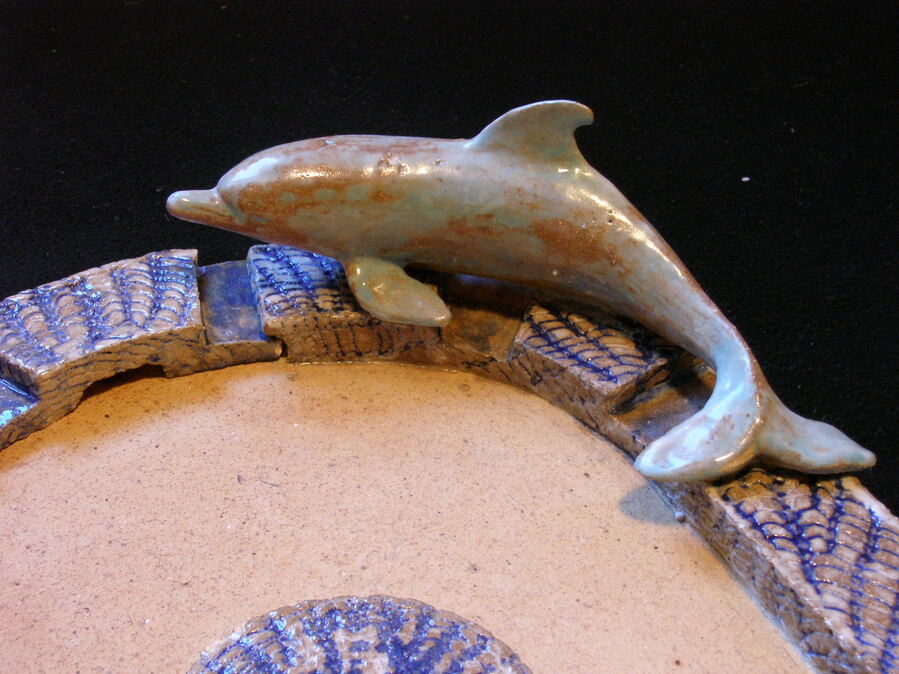 Détail fontaine, Le dauphin L25cm - Poda céramique